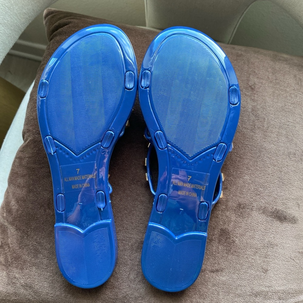 Navy blue stud jelly sandals BNWOT Sz 7
